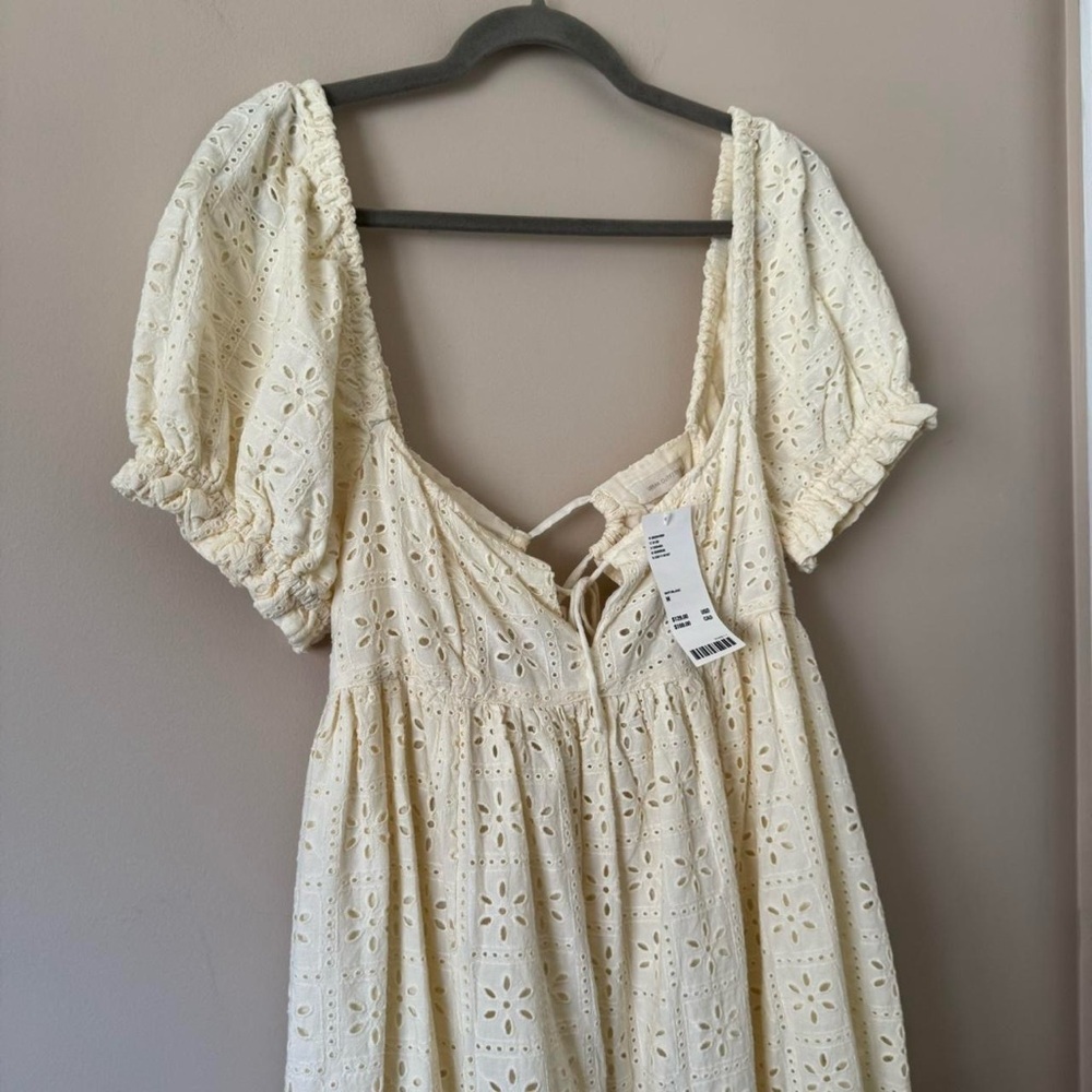 Urban Outfitters NWT Mini Dress Eyelet Coquette Cream Ruffle - Picture 4 of 7